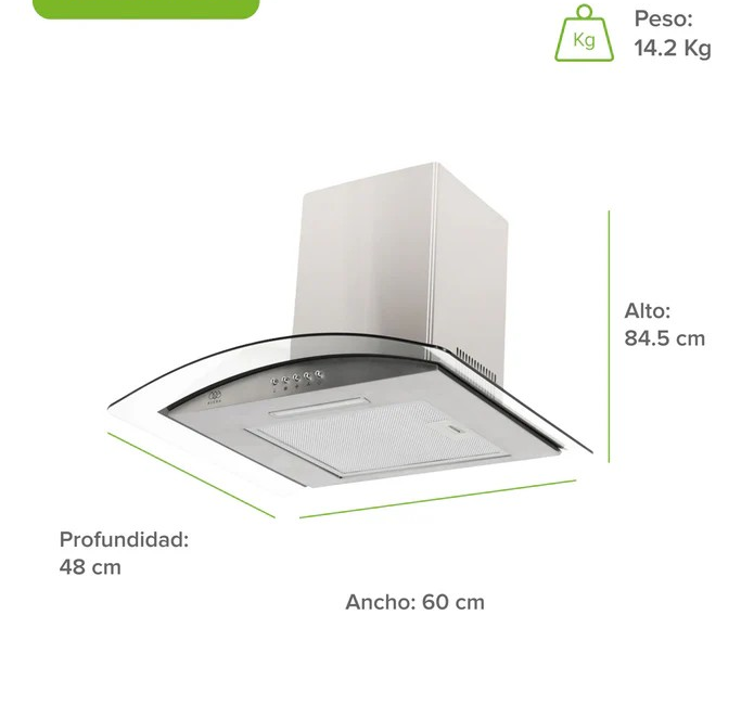 Campana de pared curva 60 cm - Image 2