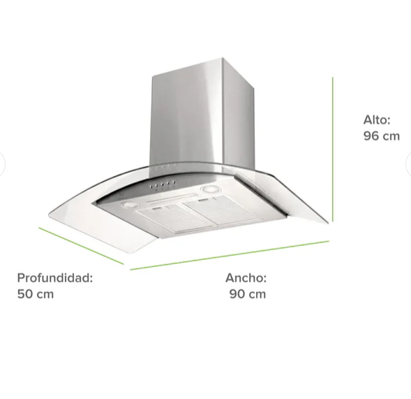 Campana de pared curva 90 cm - Image 2