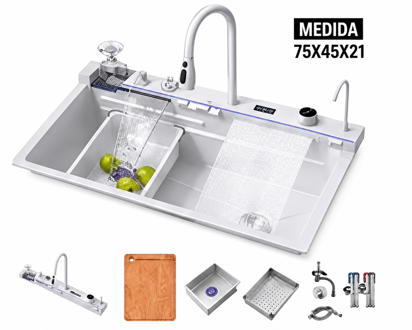 Sink y llave mezcladora acero inoxidable 75 cm