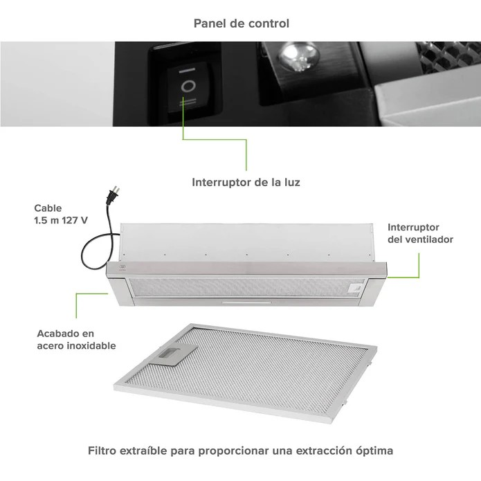 Campana de pared escondida 60 cm - Image 3
