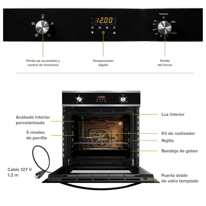 Horno empotrable a gas 58 L - Image 3