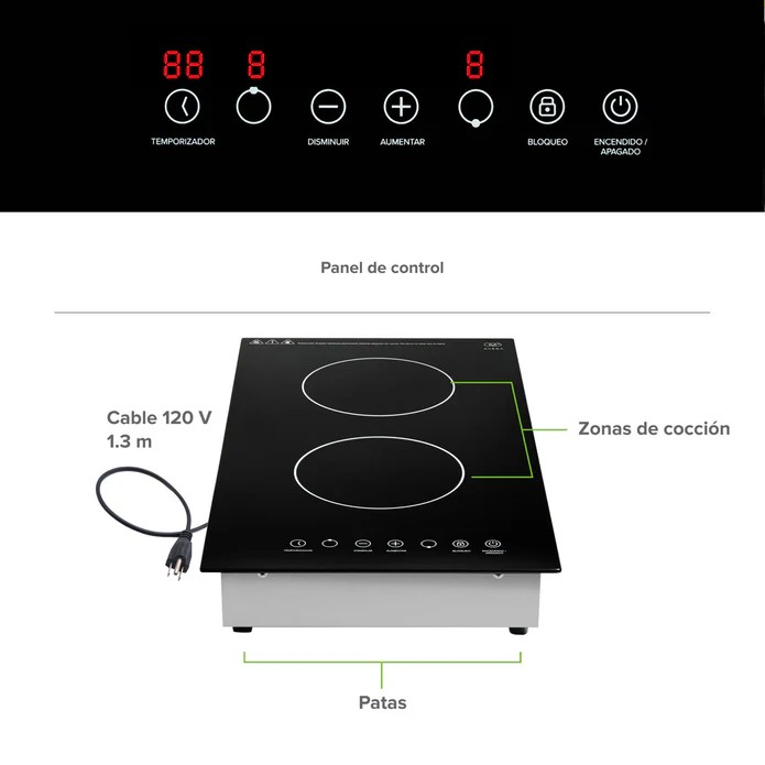 Parrilla de inducción 2 quemadores 29 cm - Image 3