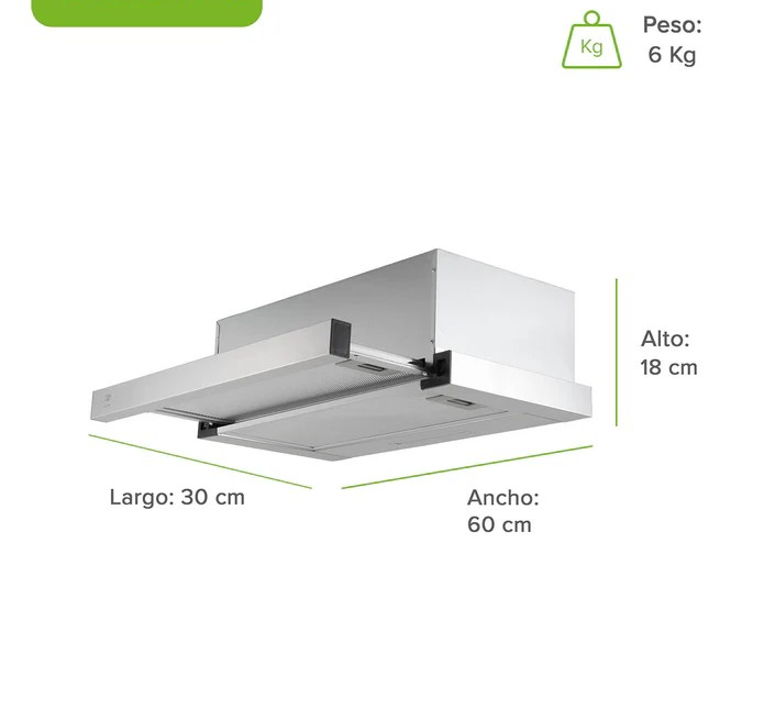 Campana de pared escondida 60 cm - Image 2