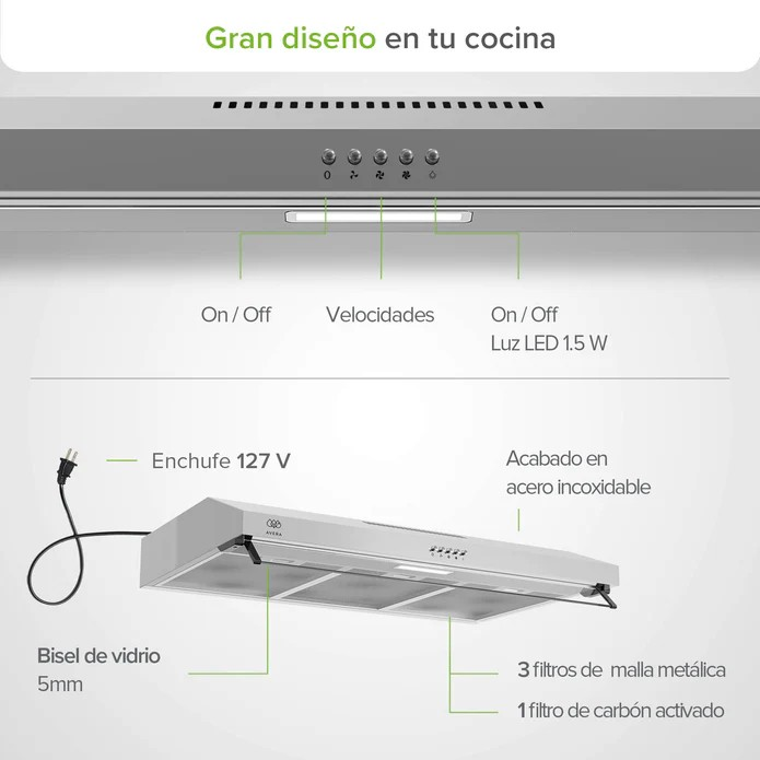 Campana empotrada de pared 80 cm - Image 3